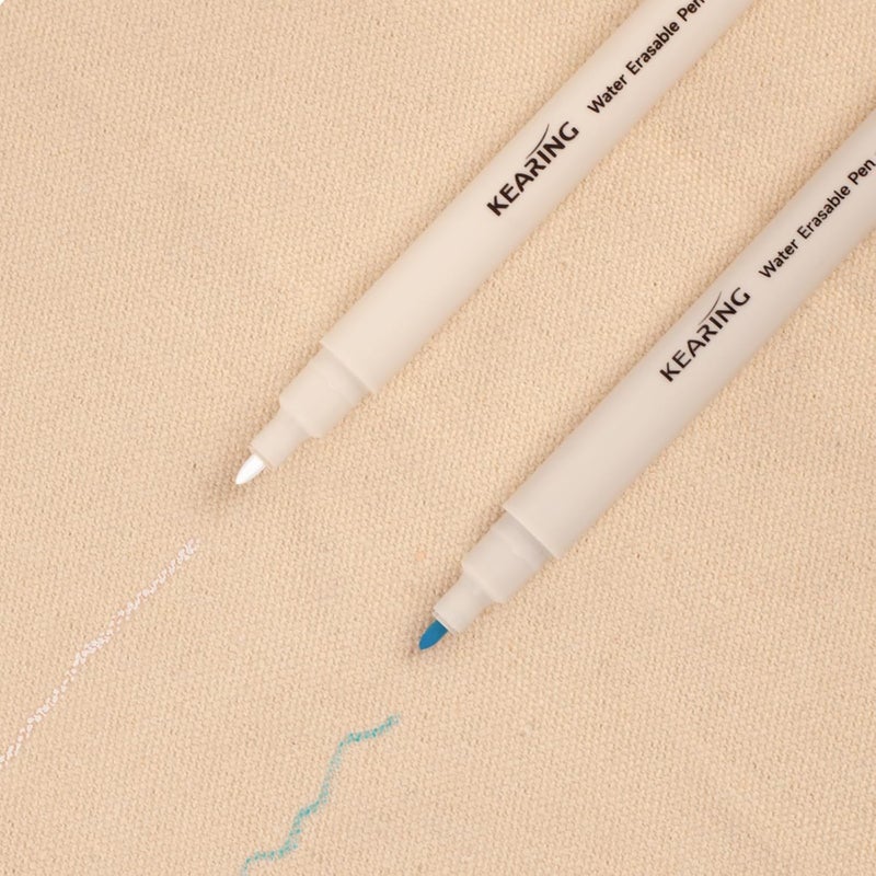 KEARING Erasable Marker Set, Disappearing ink for Fabric Embroidery, Air/Water Erasable Marker (Water-Erasable(2*Blue+2*White)) - Image 4